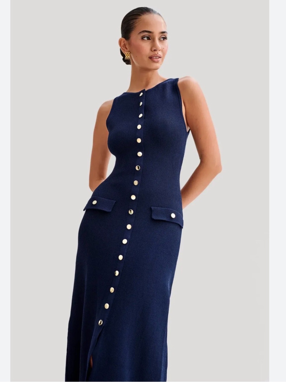 Meshki Navy Sleeveless Sawyer Dress